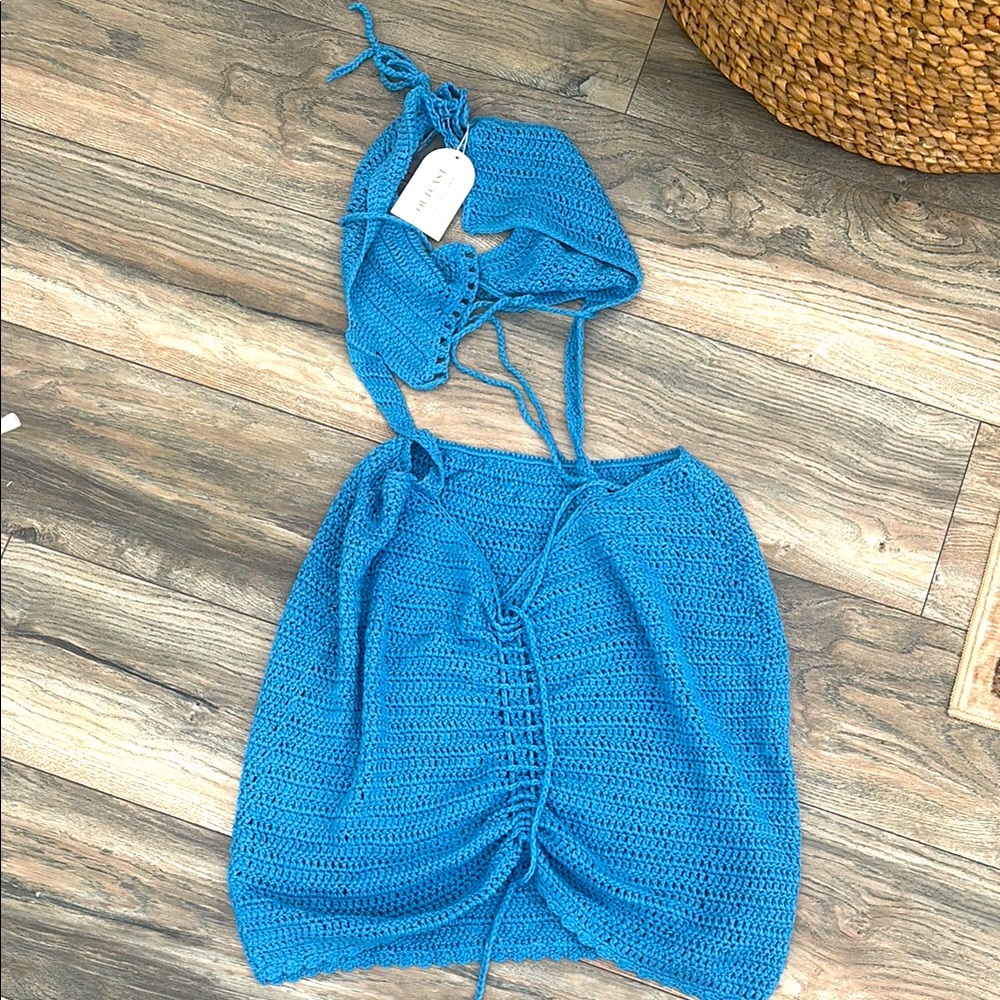 Blue Outcast Crochet summer dress (L)
Never worn with tags